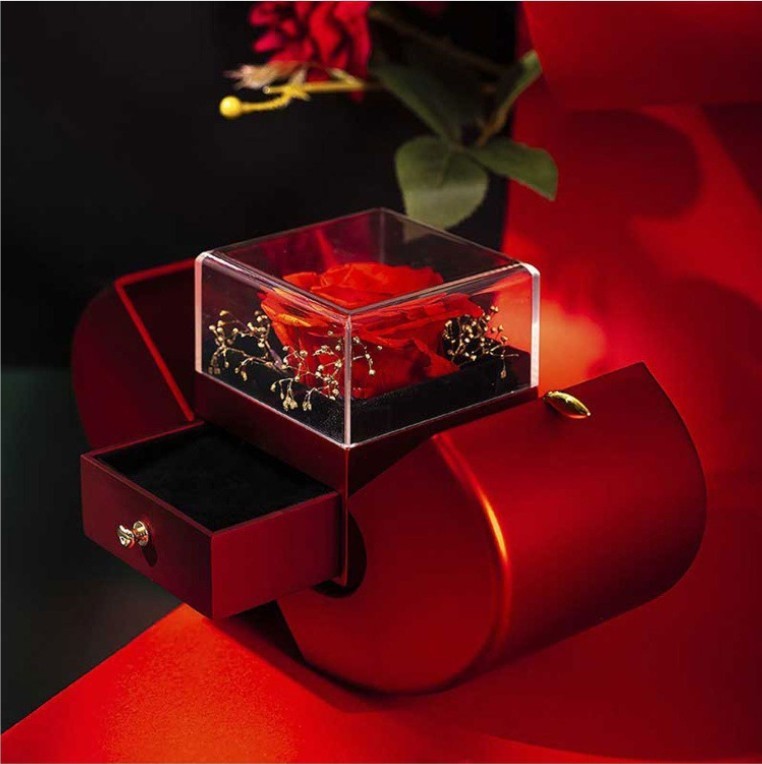 Eternal Rose For Elegant Mothers Day Gifts for Mom, Grandma, Mother-in-Law, Wife, or Life Partner - Thoughtful Gifts for Mom from Daughter, Son, Daughter-in-Law, Son-in-Law, Valentine's Day Gifts With Artificial Flower Rose Flower Jewelry Box