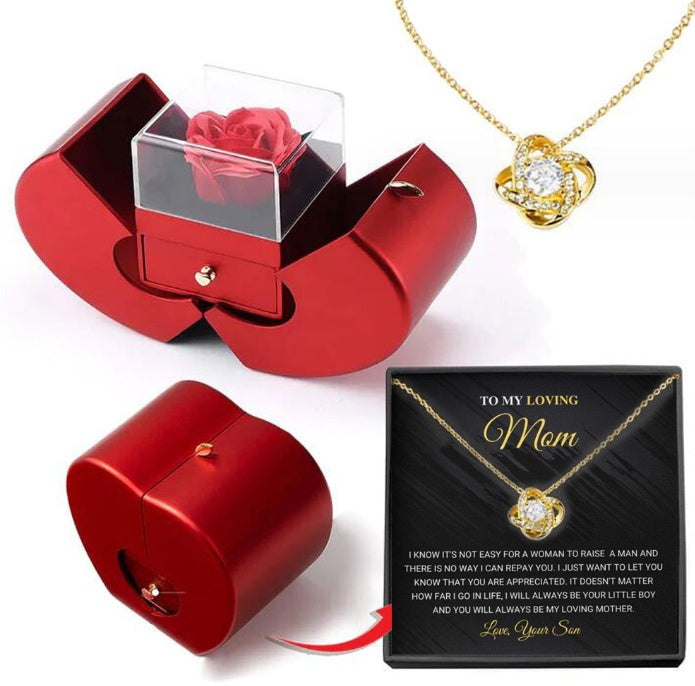 Eternal Rose For Elegant Mothers Day Gifts for Mom, Grandma, Mother-in-Law, Wife, or Life Partner - Thoughtful Gifts for Mom from Daughter, Son, Daughter-in-Law, Son-in-Law, Valentine's Day Gifts With Artificial Flower Rose Flower Jewelry Box
