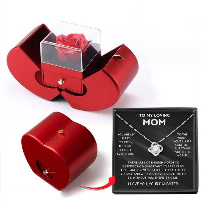 Eternal Rose For Elegant Mothers Day Gifts for Mom, Grandma, Mother-in-Law, Wife, or Life Partner - Thoughtful Gifts for Mom from Daughter, Son, Daughter-in-Law, Son-in-Law, Valentine's Day Gifts With Artificial Flower Rose Flower Jewelry Box