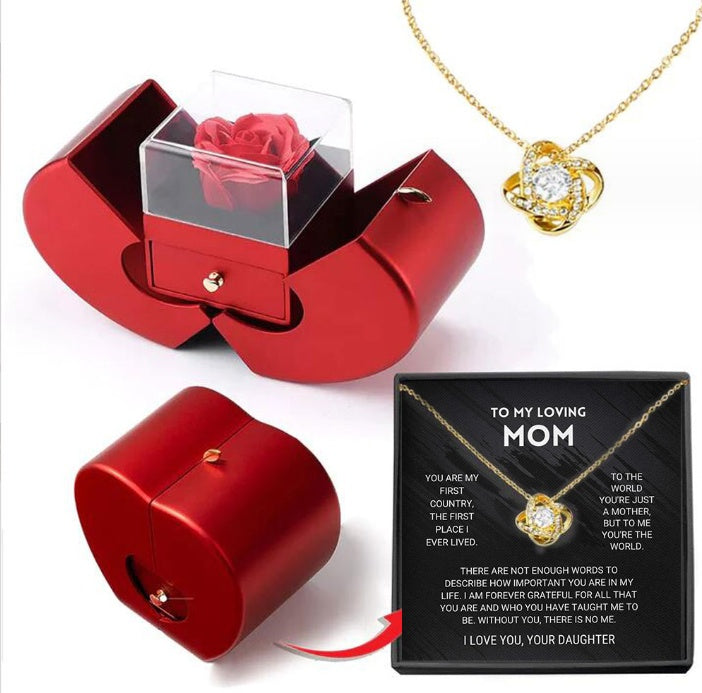 Eternal Rose For Elegant Mothers Day Gifts for Mom, Grandma, Mother-in-Law, Wife, or Life Partner - Thoughtful Gifts for Mom from Daughter, Son, Daughter-in-Law, Son-in-Law, Valentine's Day Gifts With Artificial Flower Rose Flower Jewelry Box