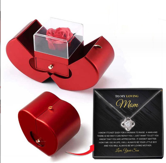 Eternal Rose For Elegant Mothers Day Gifts for Mom, Grandma, Mother-in-Law, Wife, or Life Partner - Thoughtful Gifts for Mom from Daughter, Son, Daughter-in-Law, Son-in-Law, Valentine's Day Gifts With Artificial Flower Rose Flower Jewelry Box
