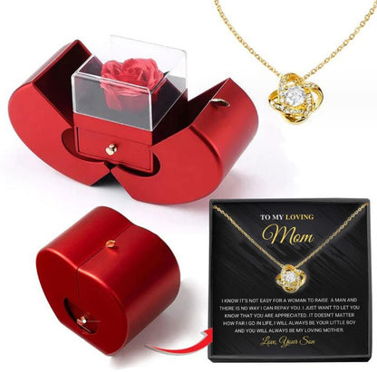Eternal Rose For  Elegant Mothers Day Gifts for Mom, Grandma, Mother-in-Law, Wife, or Life Partner - Thoughtful Gifts for Mom from Daughter, Son, Daughter-in-Law, Son-in-Law, Valentine's Day Gifts With Artificial Flower Rose Flower Jewelry Box