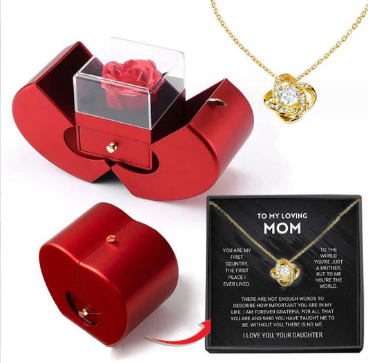 Eternal Rose For  Elegant Mothers Day Gifts for Mom, Grandma, Mother-in-Law, Wife, or Life Partner - Thoughtful Gifts for Mom from Daughter, Son, Daughter-in-Law, Son-in-Law, Valentine's Day Gifts With Artificial Flower Rose Flower Jewelry Box